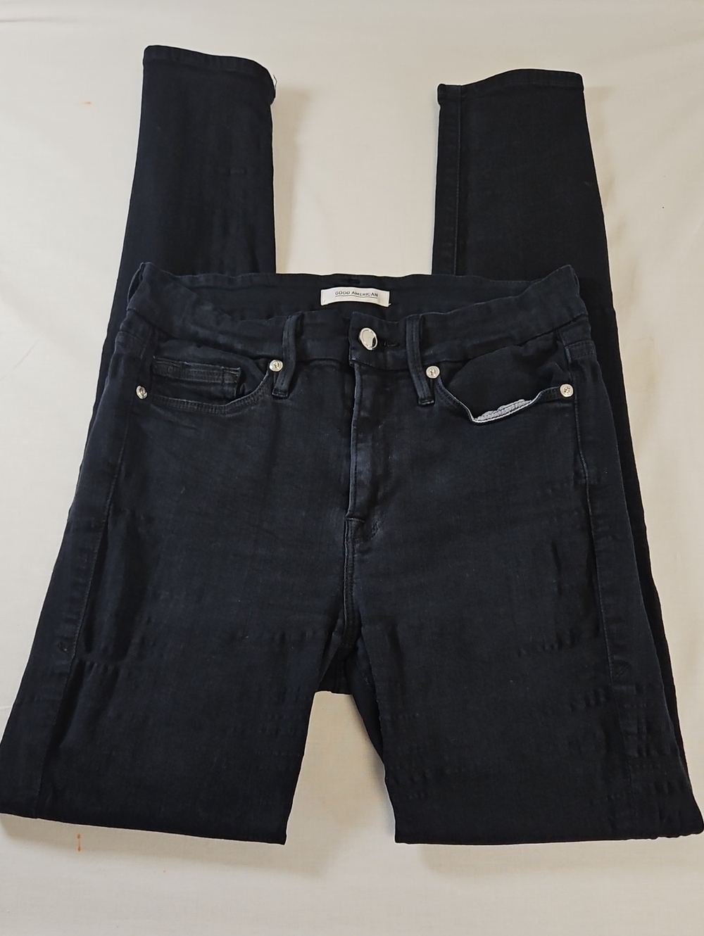 Good American Black Skinny Jeans - High Rise, Size 4/27